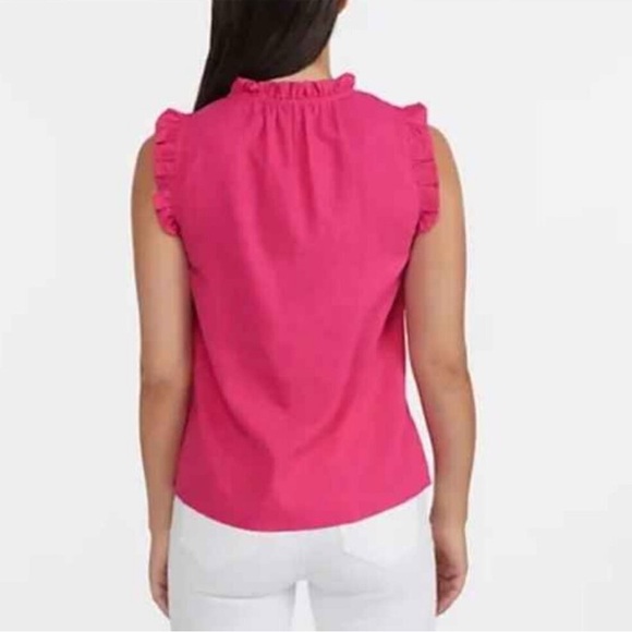 Ellen Tracy Fuchsia Ruffle Sleeveless Blouse XL NWT - Picture 2 of 9